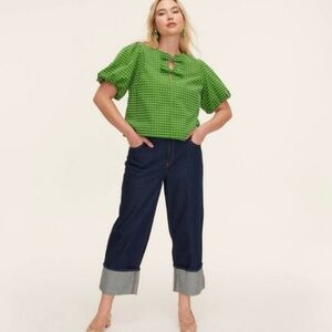 Kate Spade New York X Target high rise, wide cuff straight leg jeans